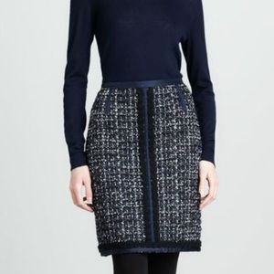 Tory Burch Annabelle Navy Tweed Skirt